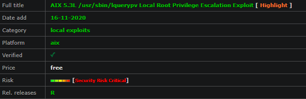 AIX 5.3L /usr/sbin/lquerypv local root privilege escalation