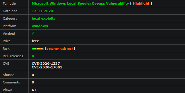 Microsoft Windows Local Spooler Bypass Vulnerability